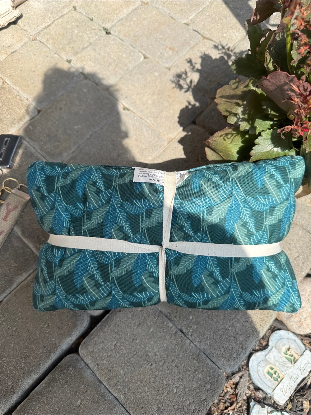 Opalhouse Teal Leaf Print Decorative Pillow